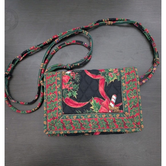 Vintage Vera Bradley Quilted Crossbody In Noel 1993 Print Holiday Christmas - Picture 1 of 10